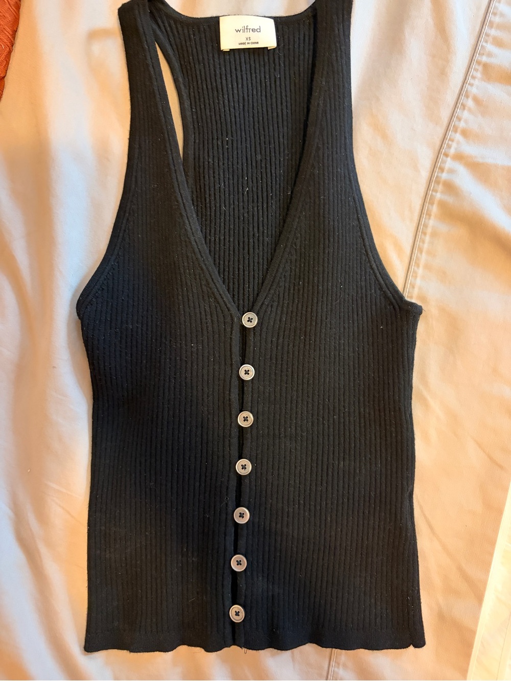 Wilfred Black Ribbed Button-Front women’s  Cardigan Vest